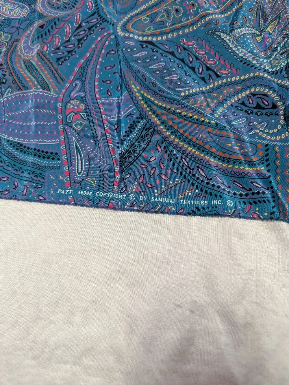 Samurai Textiles Satin Teal Purple Paisley Boho Fabric Remnant  #49348 45
